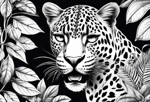 Leopard and snake in the leaves tattoo idea