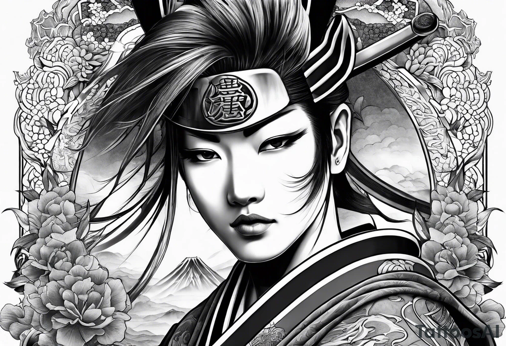 Japanese tattoo with samurai tattoo idea