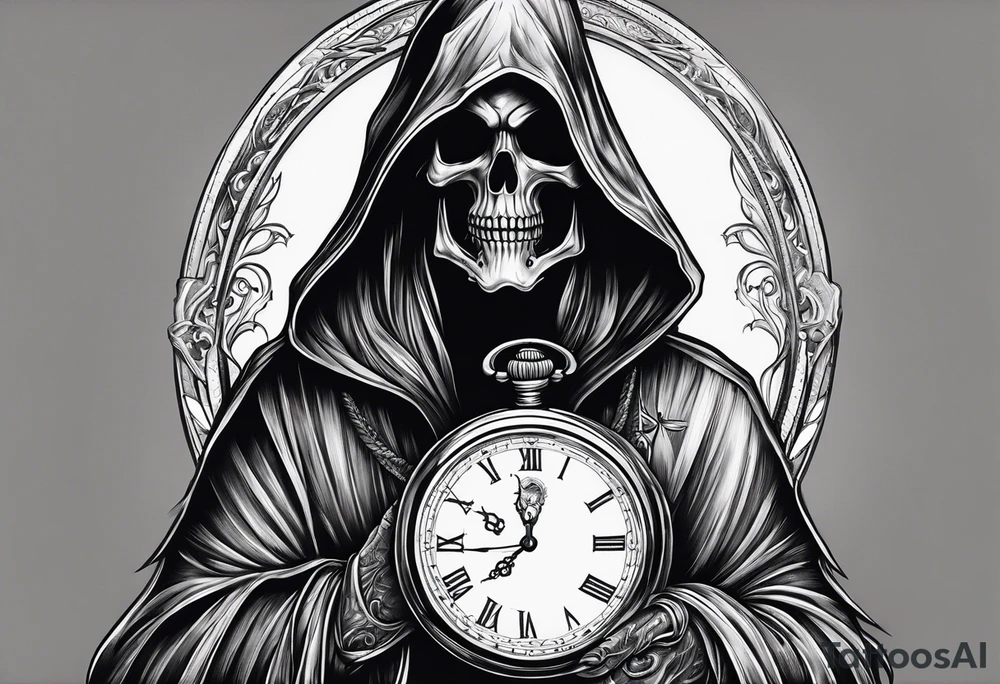 Grim reaper with a pocket watch tattoo idea