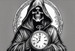 Grim reaper with a pocket watch tattoo idea