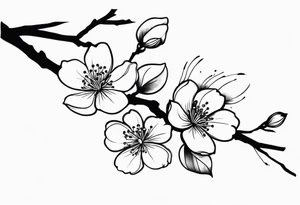 cherry blossom branch going from shoulder to wrist, wrap around bicep tattoo idea