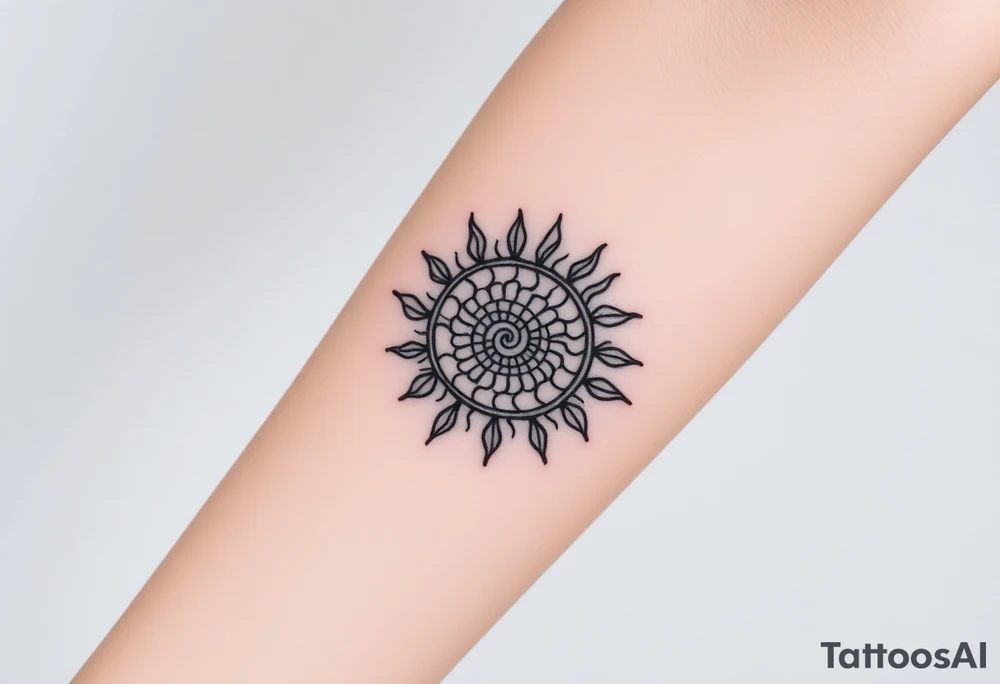 Fibonacci spiral sun tattoo idea