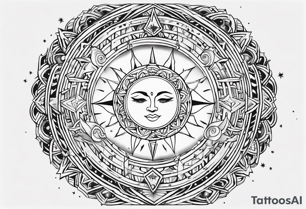 1 small sun, 1 small moon, 1 small star
And the words
My Blood
Your Blodd
Our Blood tattoo idea