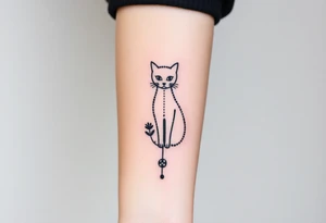 Minimalist Artemis symbolism including cat and mugwort tattoo idea