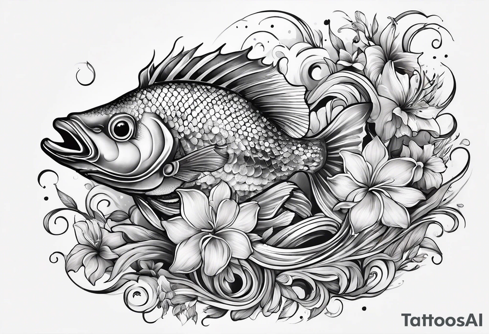 sea, night, flower, fish, republic dominicana tattoo idea