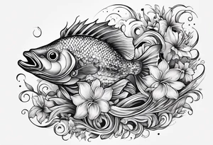 sea, night, flower, fish, republic dominicana tattoo idea
