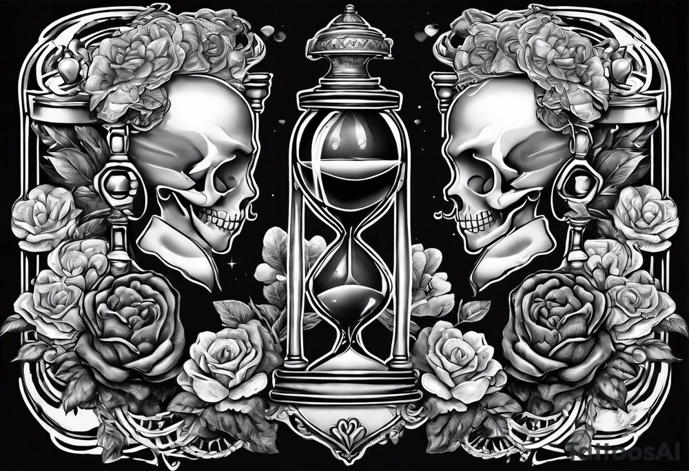 Hour glass with Brain and heart inside tattoo idea