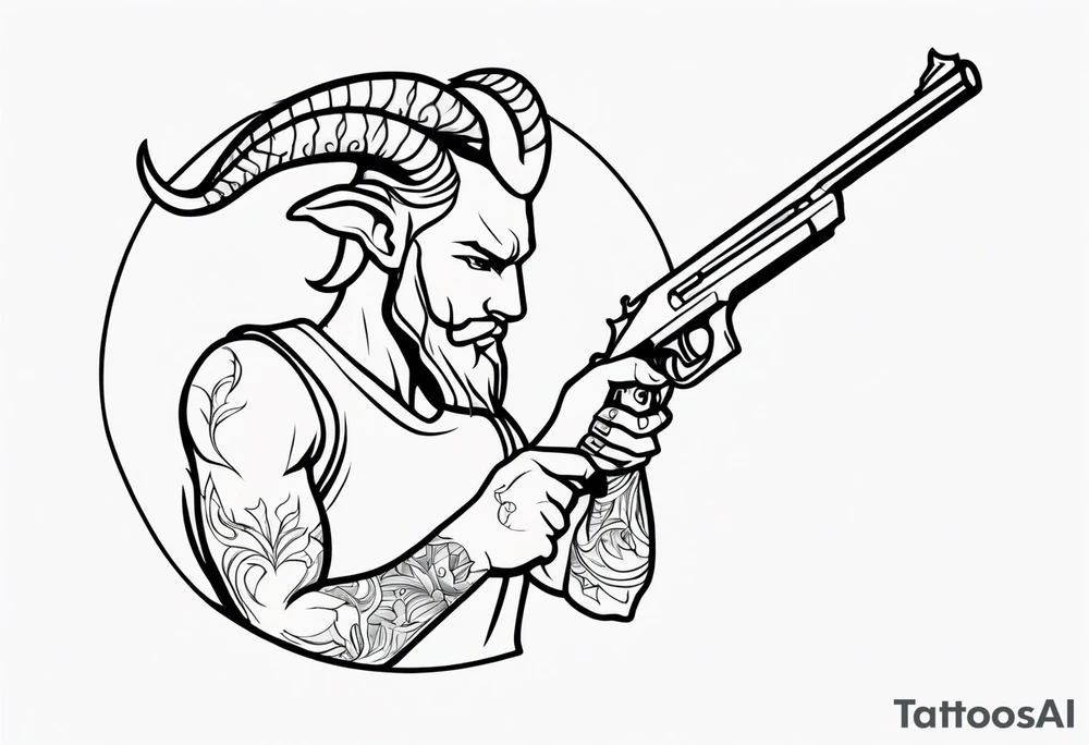 capricorn man with gun tattoo idea
