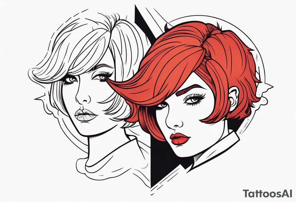 A red-haired girl with a short haircut is a demon tattoo idea
