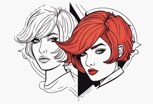 A red-haired girl with a short haircut is a demon tattoo idea