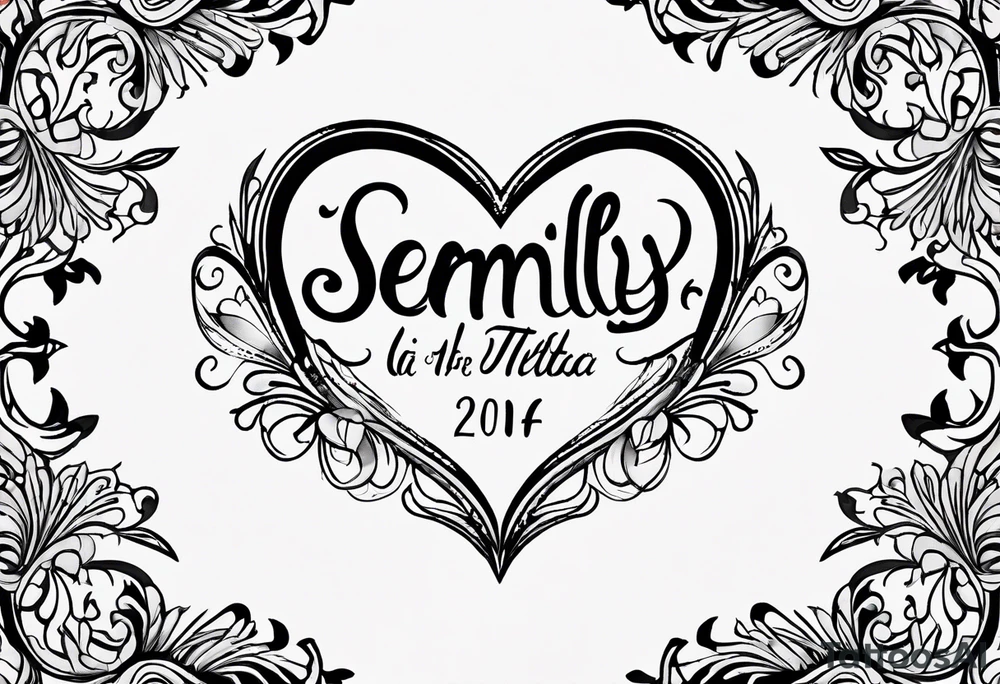 Semily's name written with a heart next to the couple tattoo idea
