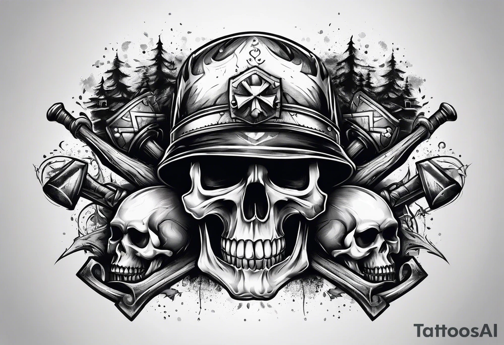 Skull and crossedsledge hammers tattoo idea