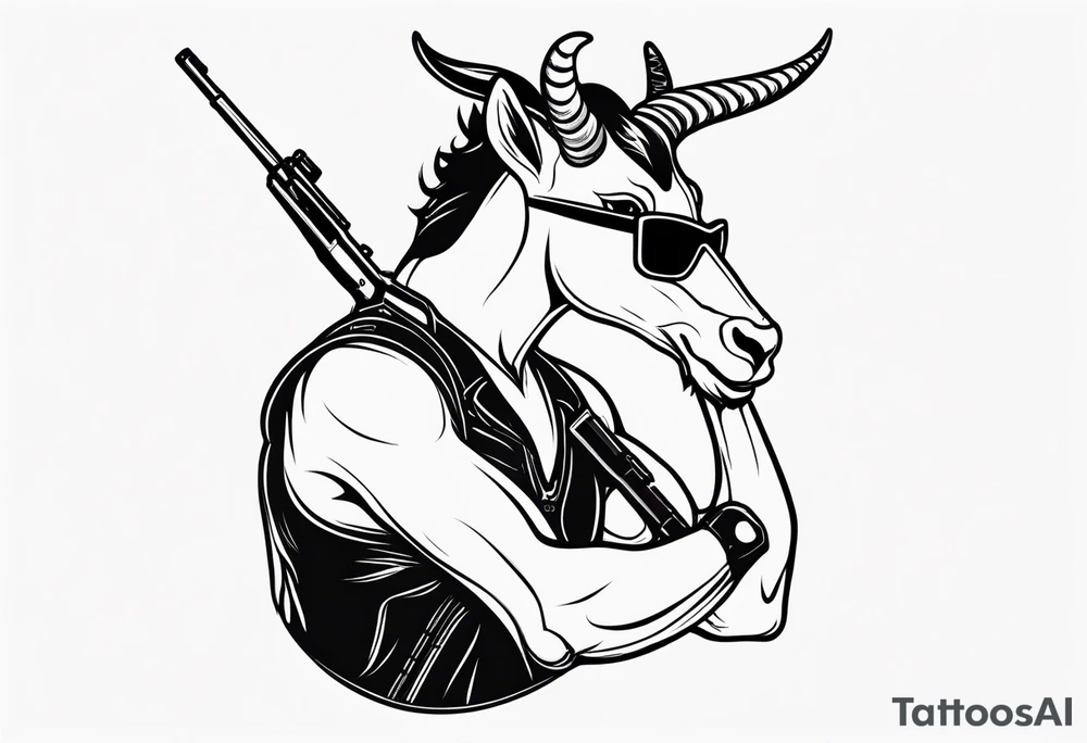 capricorn with sunglasses and shotgun tattoo idea