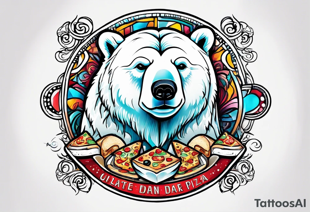polar bear music pizza tattoo idea
