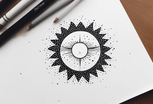 representation of the sun made of black dots tattoo idea