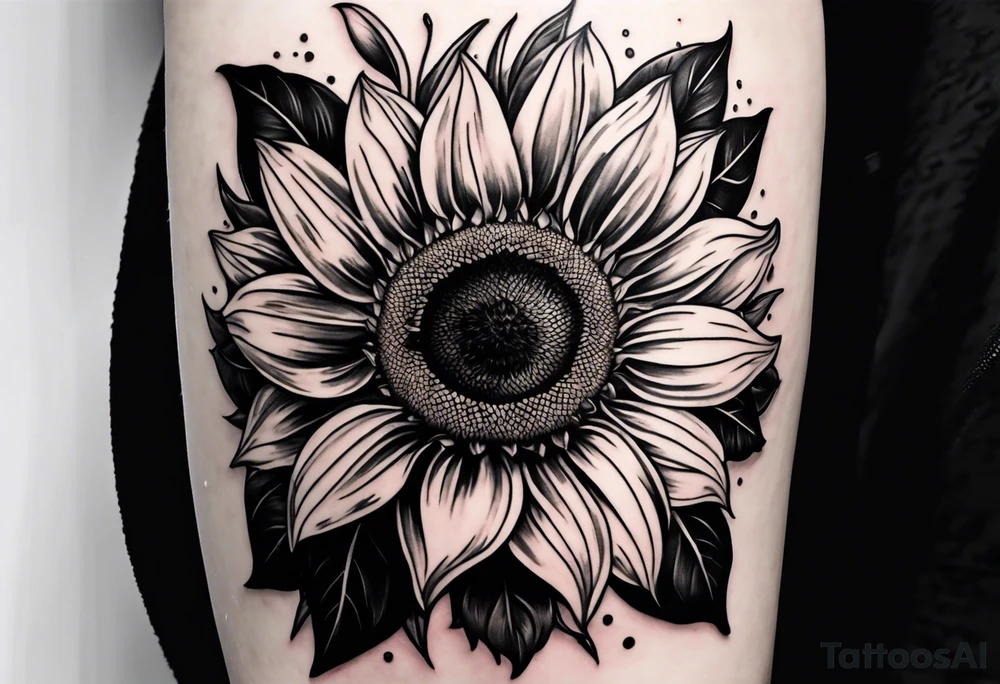 sunflower to cover scars with stem around the arm tattoo idea