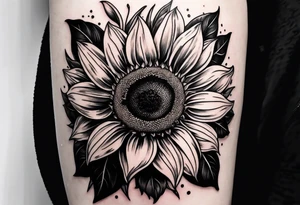 sunflower to cover scars with stem around the arm tattoo idea