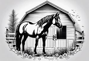 Horse and a barn tattoo idea