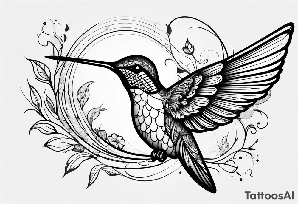 hummingbird simple tattoo idea