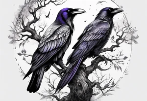 3 ravens perched on the tree of life tattoo idea