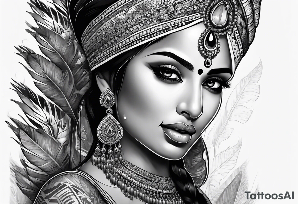 hand tattoo of indian woman tattoo idea