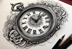 making time count. wristwatch sand flying around hourglass tattoo idea