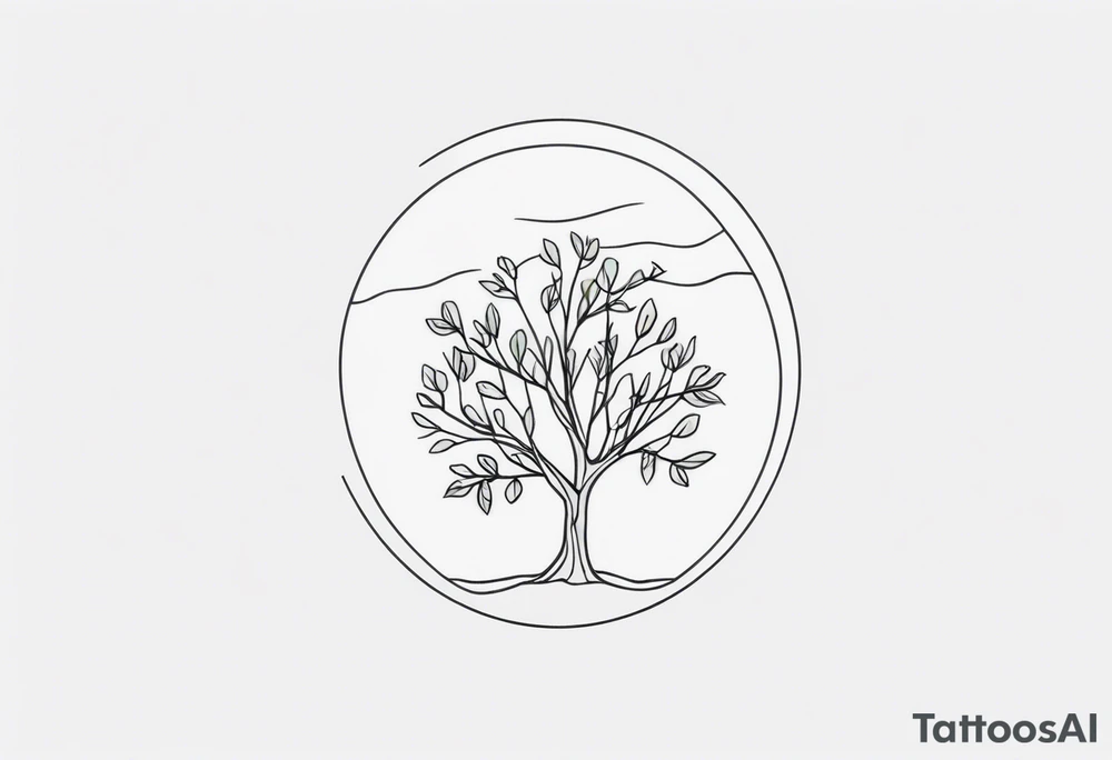 eucalyptus tree, simple, small, soft lines tattoo idea