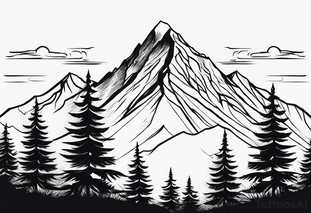 Mountain range silhouette chic tattoo idea