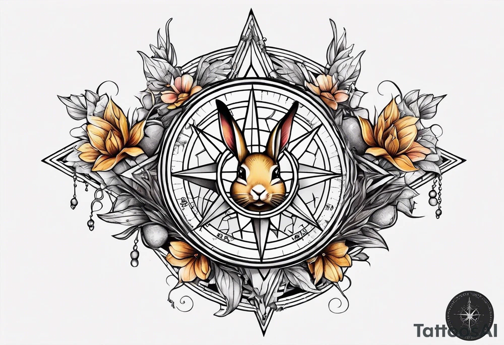 Dead rabbit fairy compass tattoo idea