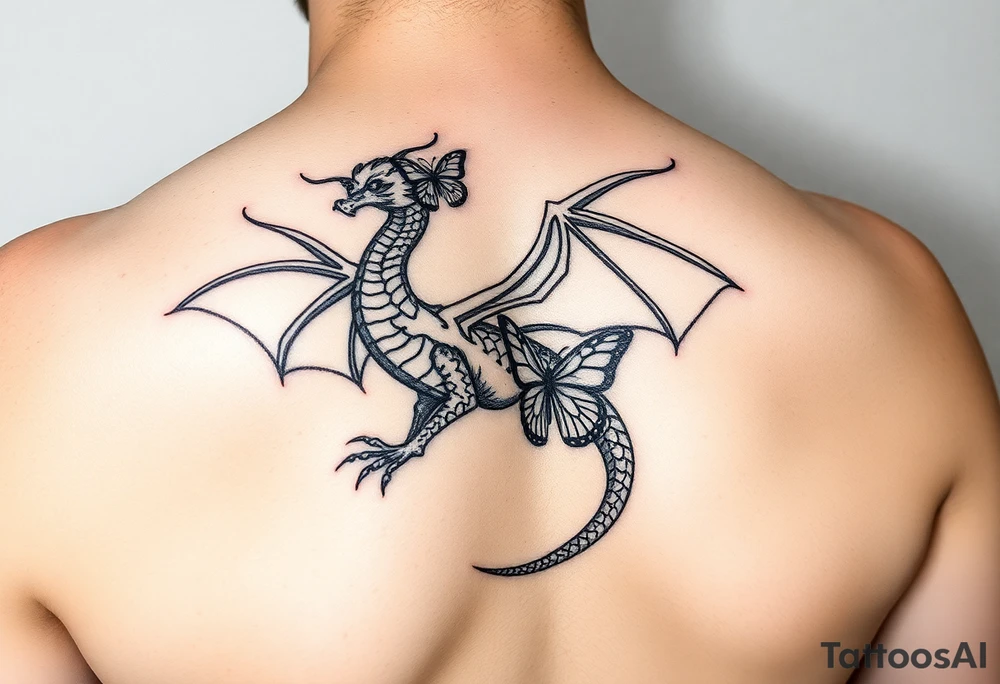 dragon made of butterflies on a forearm tattoo idea