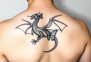 dragon made of butterflies on a forearm tattoo idea