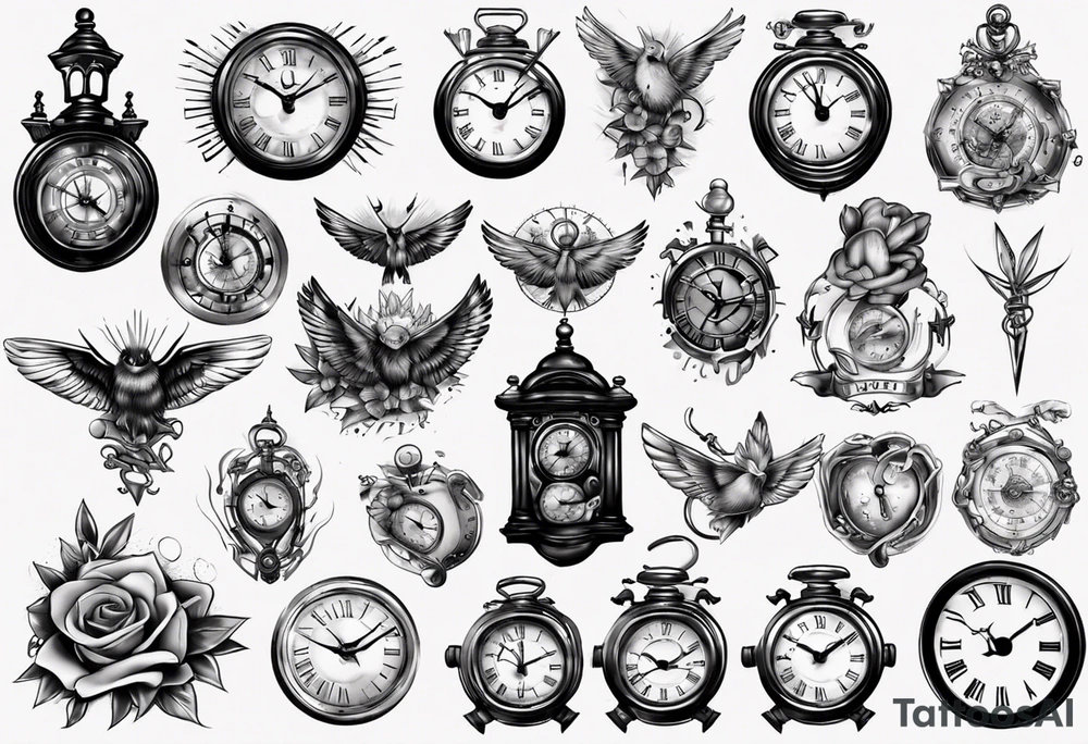 Baby clock name tattoo idea