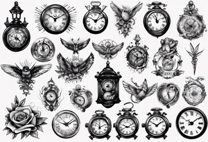 Baby clock name tattoo idea