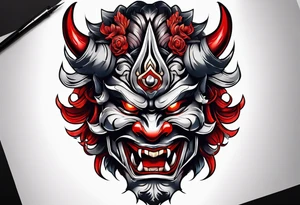 Oni mask tattoo idea