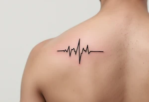 A minimalist black EKG waveform with subtle gold accents at the peaks, reflecting strength and stability. tattoo idea