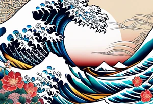 japanese wave, mixed with celtic pattern tattoo idea