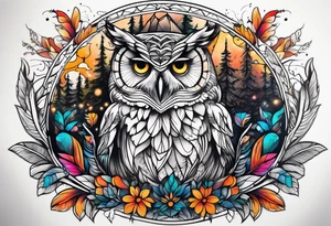 owl forest tattoo idea