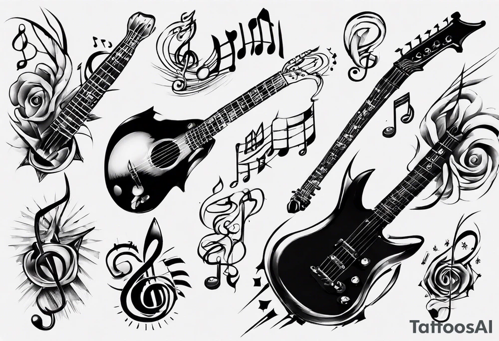 lots of music tattoo idea