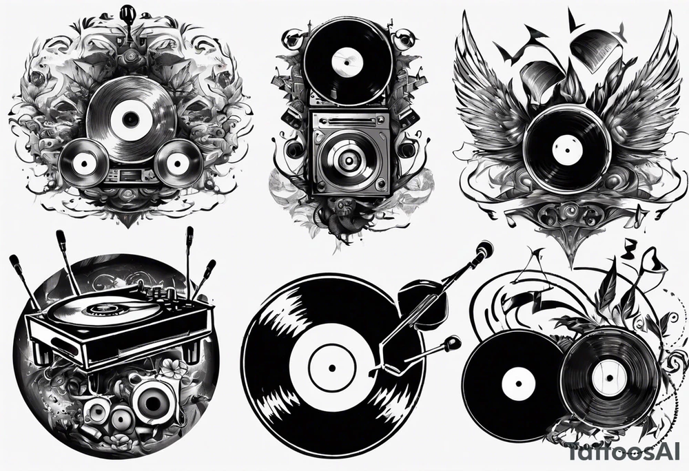 sound music vinyl DJ tattoo idea