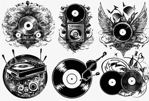 sound music vinyl DJ tattoo idea