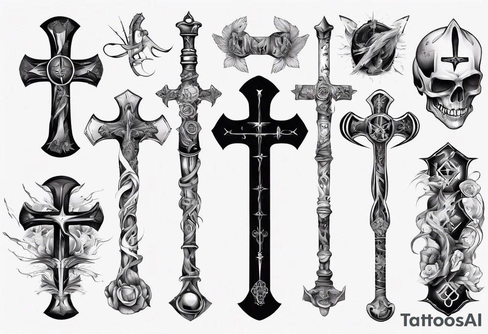 Memorai Hockey stick cross tattoo idea