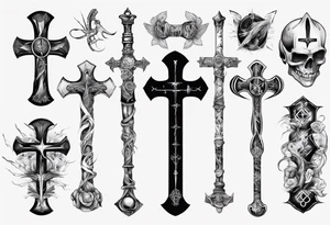 Memorai Hockey stick cross tattoo idea