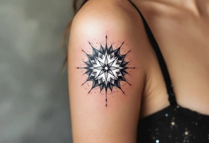 A galaxy-inspired eight-pointed star tattoo sparkles with cosmic wonder and expansion. tattoo idea