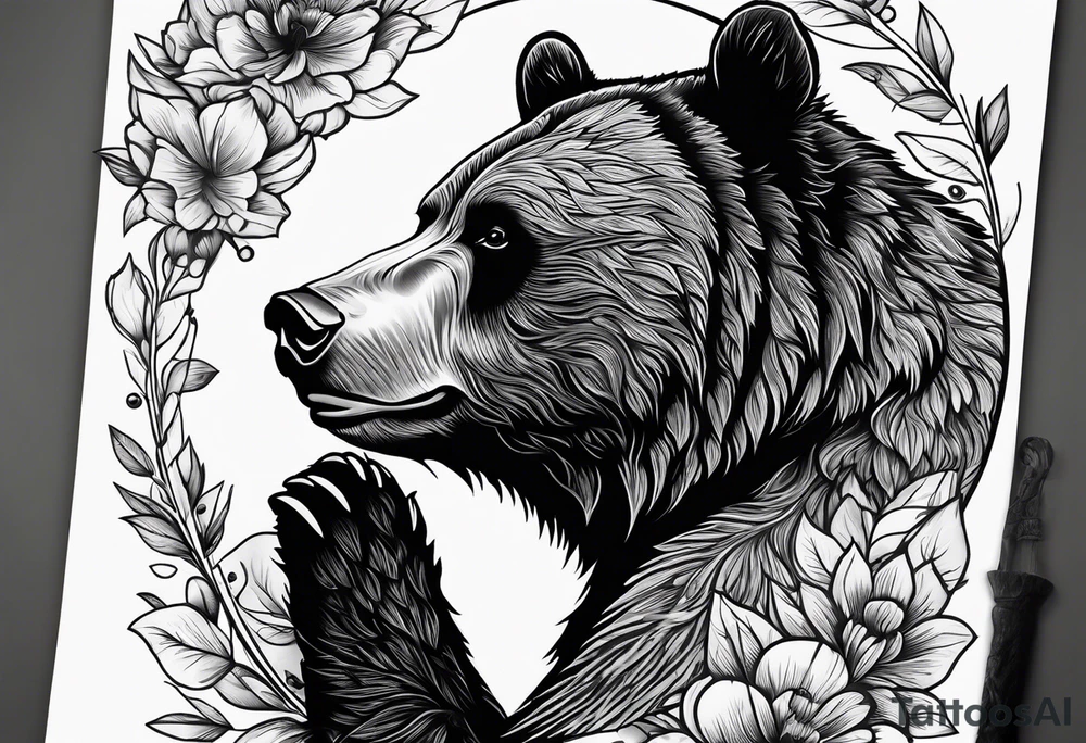 Grizzly bear line tattoo idea
