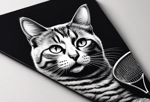 Lazy cat with a tennis raquet tattoo idea