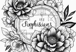 Man’s tattoo with September birth flowers and the verse Ephesians 5:25 in the middle tattoo idea