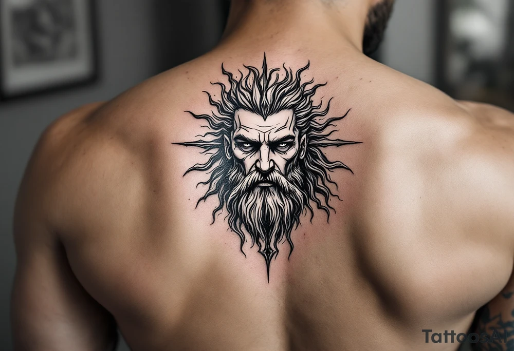 Neptune with trident tattoo idea