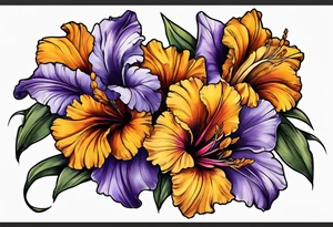 Marigold and purple gladiolus tattoo idea