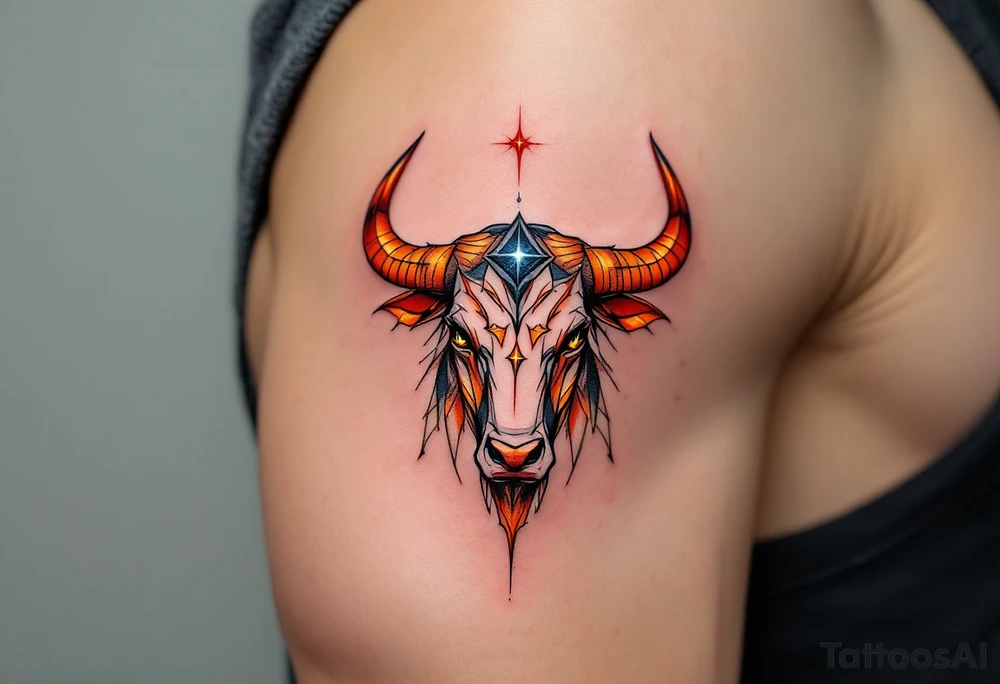 A taurus star constellation of copper fire, Taurus carries the ancient weight of desire and fertility. tattoo idea