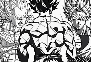 Back tattoo, Dragon ball z, dragon ball, goku, vegeta, gogeta, frieza, cell, gohan, trunks, buu tattoo idea